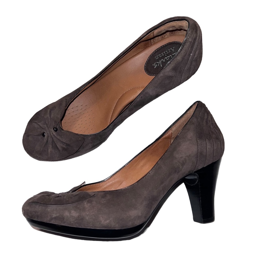 Clarks Artisan Brown Suede Heels